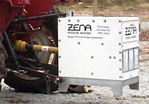 Picture of ZENA PTO drive welder mounted on 3-point hitch